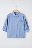 Myosotis Washed Bracelet Sleeve Chambray Shirt