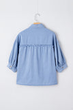 Myosotis Washed Bracelet Sleeve Chambray Shirt
