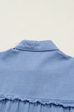 Myosotis Washed Bracelet Sleeve Chambray Shirt