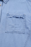 Myosotis Washed Bracelet Sleeve Chambray Shirt