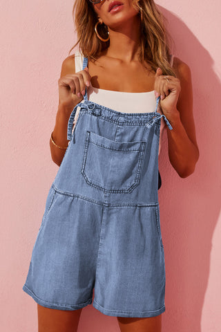 Grommet Tie Denim Romper