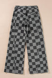 Checkered Wide Leg Jeans