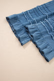 Ruffled Hem Chambray Pants