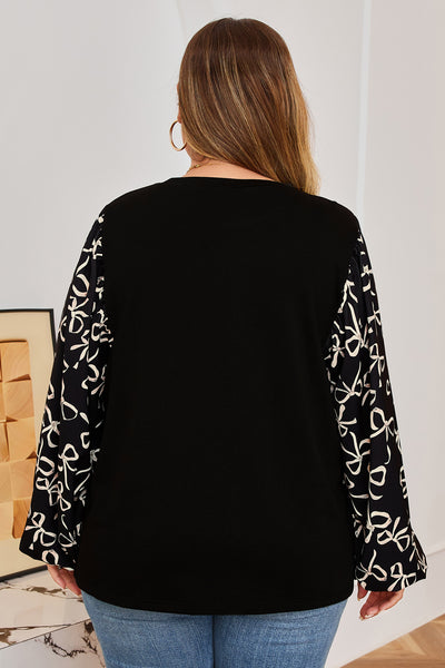 Black Bow Plus Size Blouse