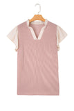 Plus Size Frilled Ribbed Textured Blouse