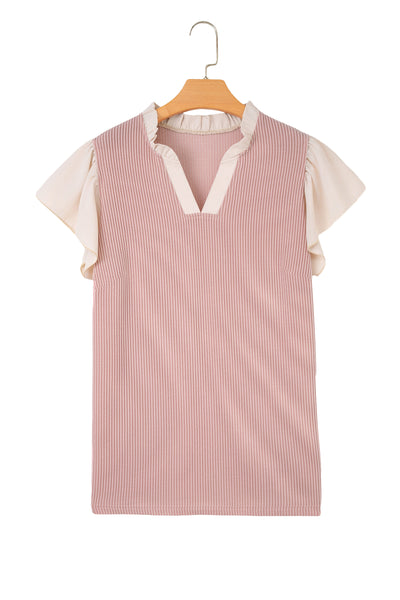 Plus Size Frilled Ribbed Textured Blouse