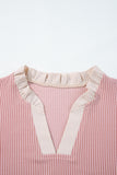 Plus Size Frilled Ribbed Textured Blouse