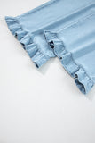 Plus Size Ruffled Wide Leg Denim Pants