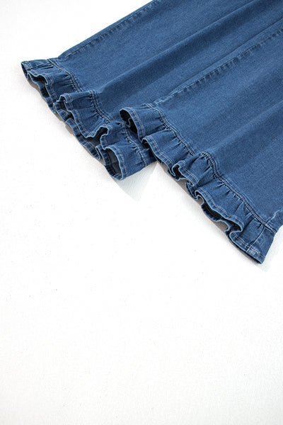Plus Size Ruffled Wide Leg Denim Pants