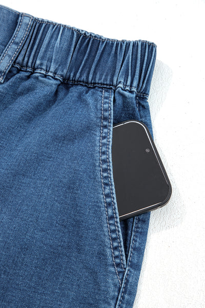 Plus Size Ruffled Wide Leg Denim Pants