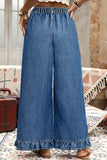 Plus Size Ruffled Wide Leg Denim Pants
