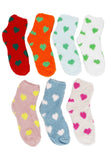 Hearts Fuzzy Fleece Cozy Lounge Quarter Socks