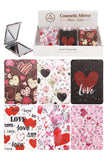 Valentine's Love Print Glitter Compact Mirror