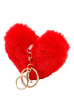 Warm Heart Fuzzy Faux Fur Pom Pom Key Chain