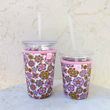 Coffee Cup Cover Koozie- Groovy Floral Doodles
