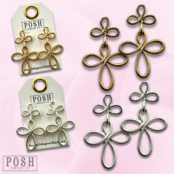 Double cross textured earring
