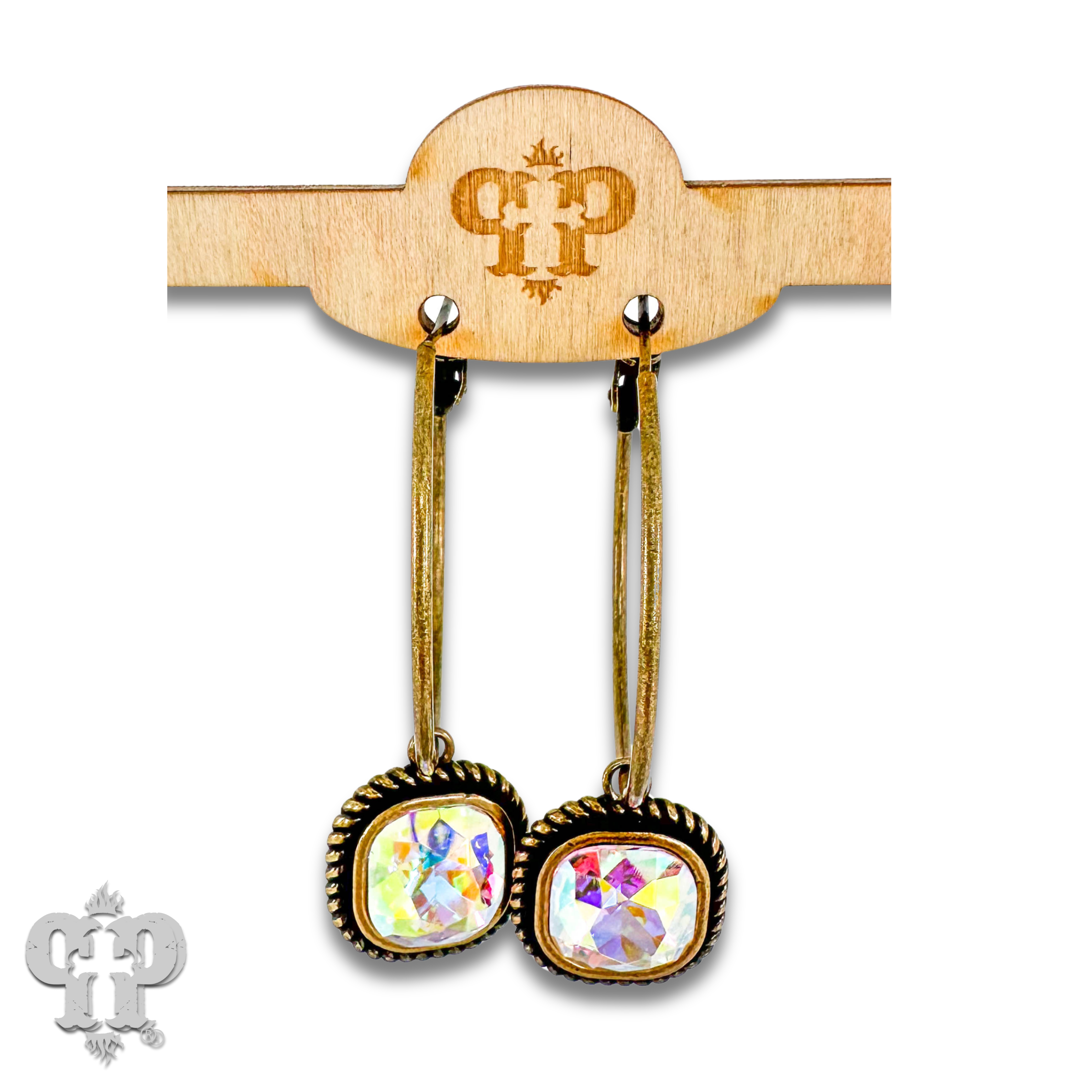 Rope edge crystal earring by Pink Panache