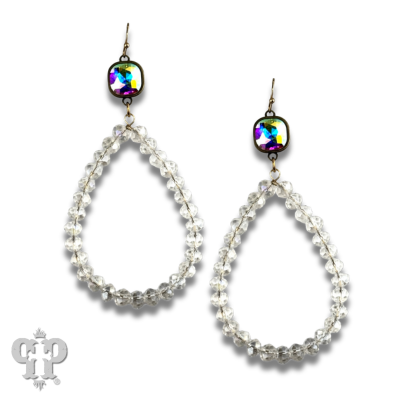 Faceted bead teardrop earring with Austrian crystal - LC