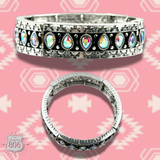 Silver and iridescent stretch western bracelet