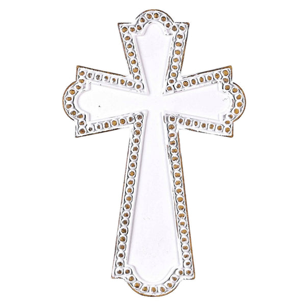 White Wash Resin Wall Cross