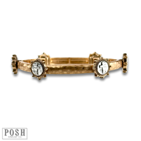 Antique look cross bracelet