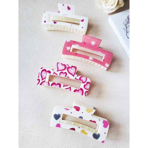 Heart Printed Hair Claw Clips