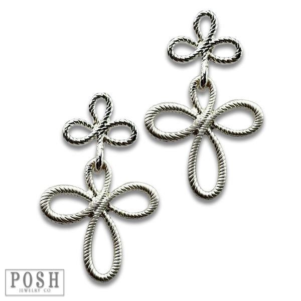 Double cross textured earring