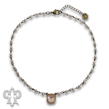 Austrian square crystal linked bead necklace, 12mm