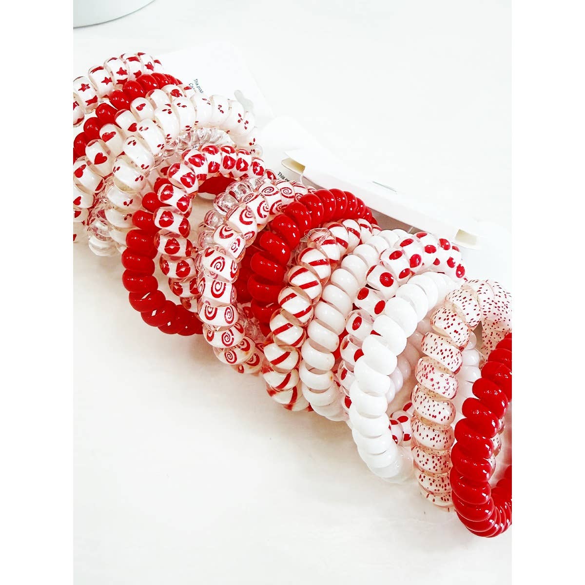 Red Color Theme mixed Spiral Hair Ties
