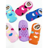 Heart Printed Soft Fuzzy Winter Slip On Socks