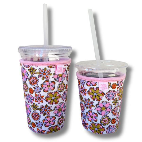 Coffee Cup Cover Koozie- Groovy Floral Doodles