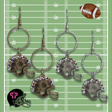 Football helmet Game Day earring with Austrian crystals
