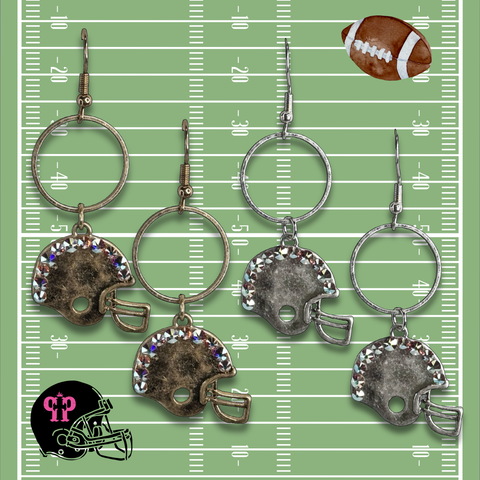 Football helmet Game Day earring with Austrian crystals