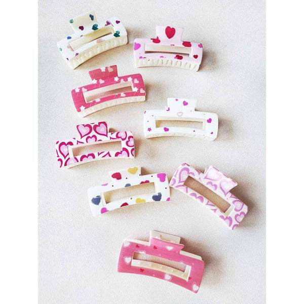 Heart Printed Hair Claw Clips
