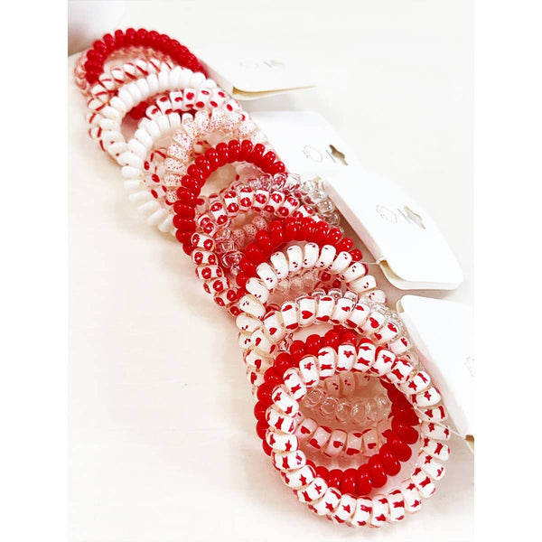 Red Color Theme mixed Spiral Hair Ties