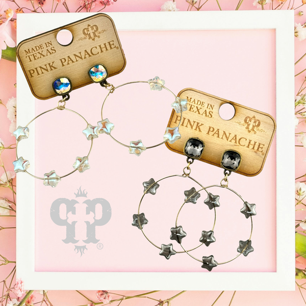 Star circle earring, Austrian crystal