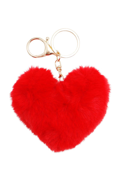 Warm Heart Fuzzy Faux Fur Pom Pom Key Chain