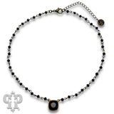 Austrian square crystal linked bead necklace, 12mm