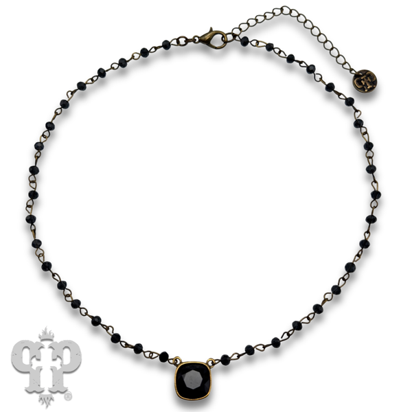 Austrian square crystal linked bead necklace, 12mm