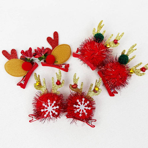 Plush and a Bow Christmas Hair Clip Set