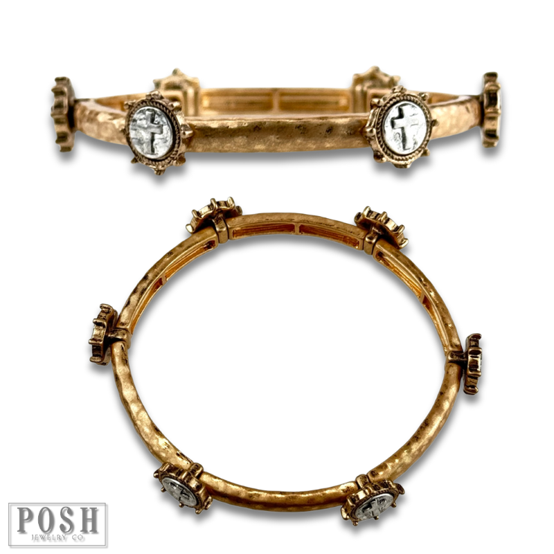 Antique look cross bracelet