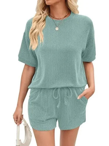 Raised Rib Short Sleeve Tee & Short Pants Set