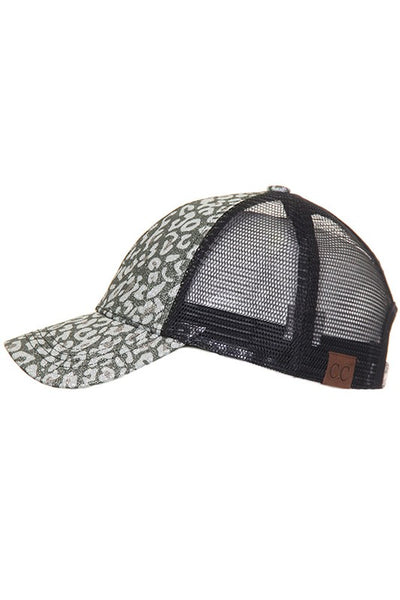 C.C. Leopard Glitter Pony Trucker Cap