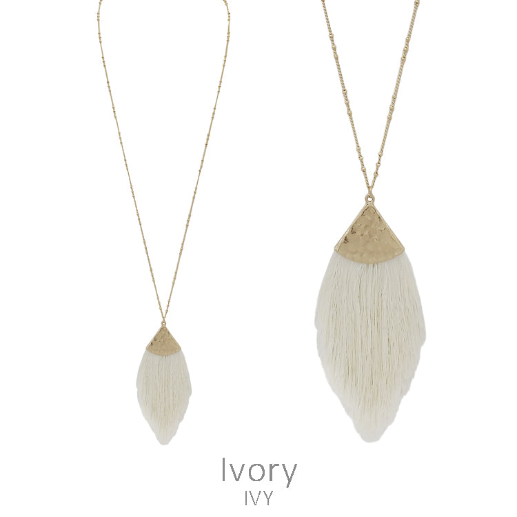 Hammered Metal Tassel Necklace