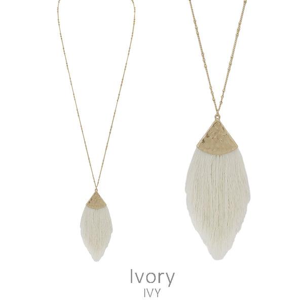 Hammered Metal Tassel Necklace
