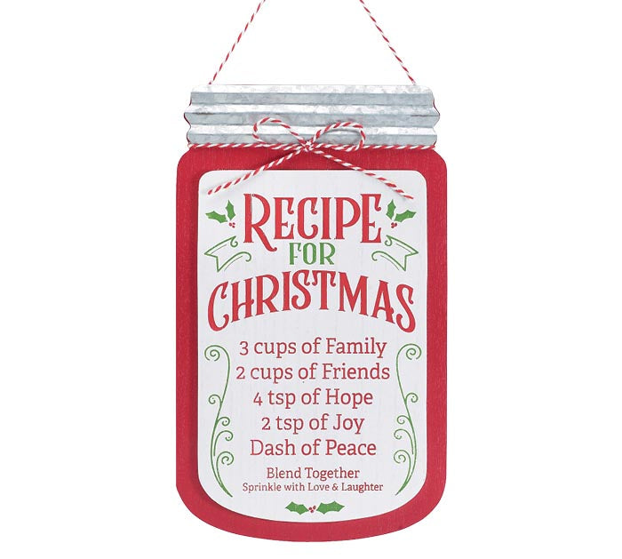 RECIPE FOR CHRISTMAS MASON JAR WALL SIGN