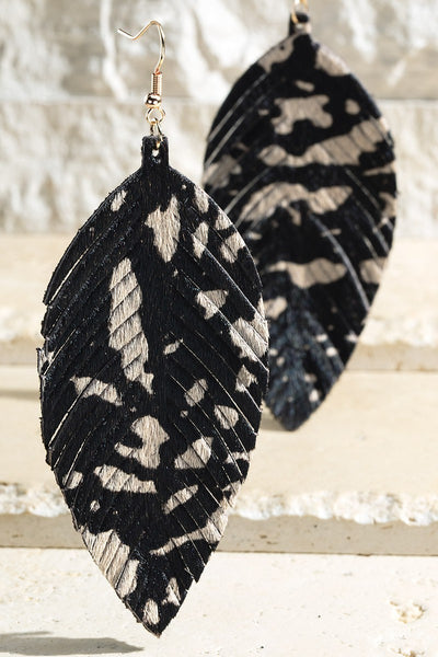 Leather Leaf Earrings