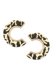 LEOPARD WOOD POST EARRINGS