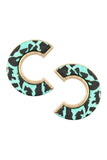 LEOPARD WOOD POST EARRINGS
