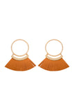 HOOP WITH DANGLING FRINGE LEATHER EARRINGS